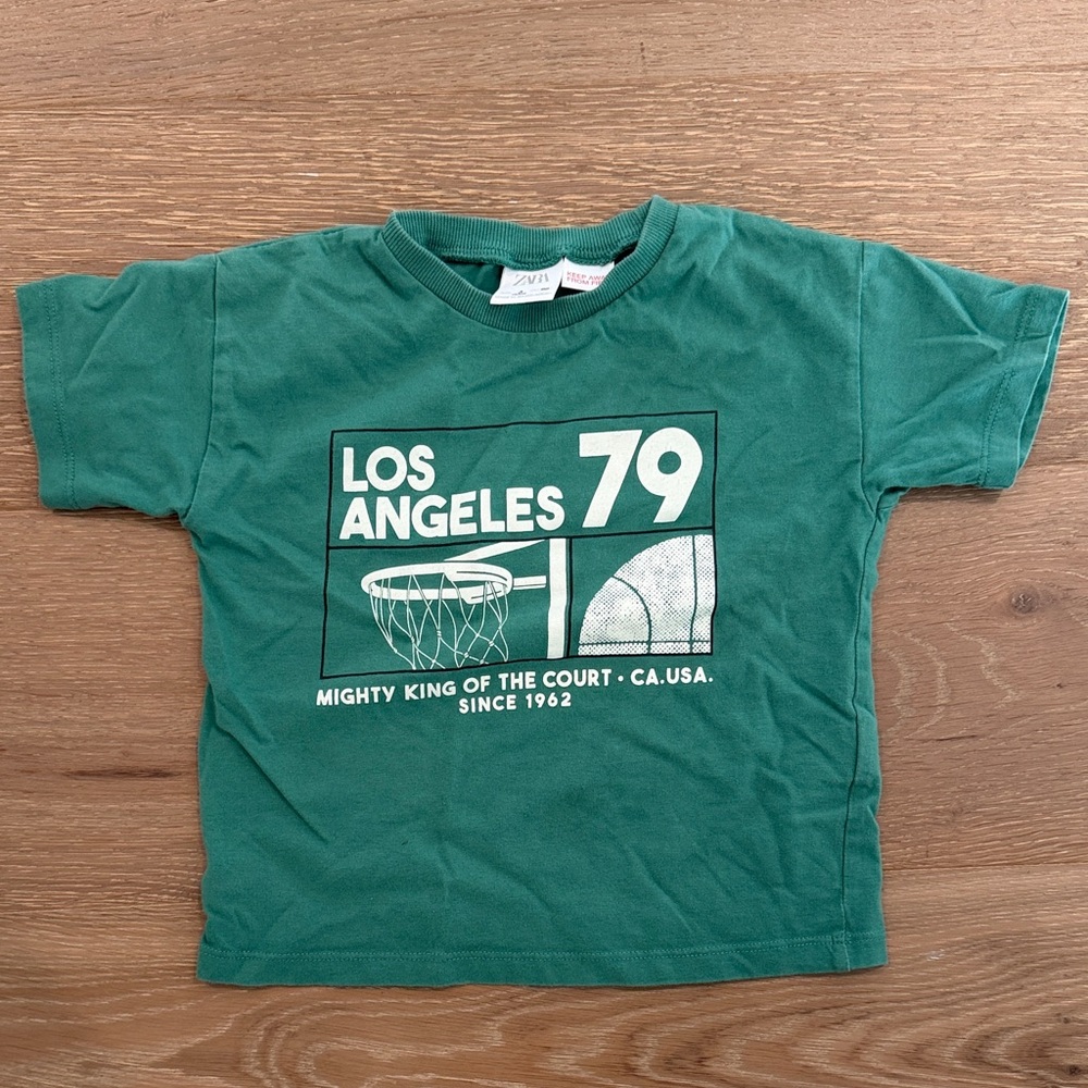 Zara Green Kids T-Shirt with Los Angeles Print